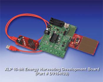 Image of Microchip’s XLP 16-bit solar-based energy harvesting development board