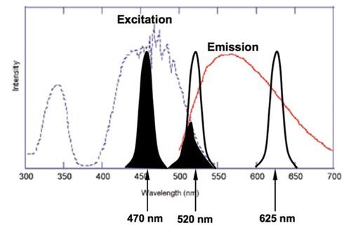 Image of Excitation and emission spectra of YAG phosphor