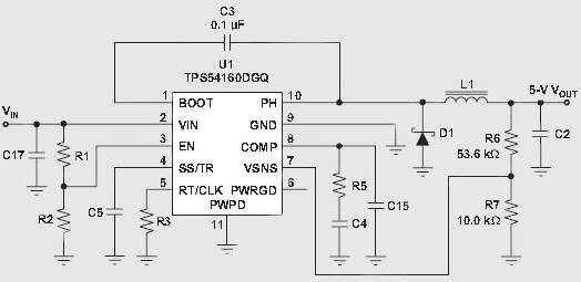 Image of Texas Instruments TPS54160-based converter