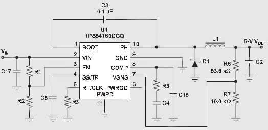 Image of Texas Instruments TPS54160-based converter