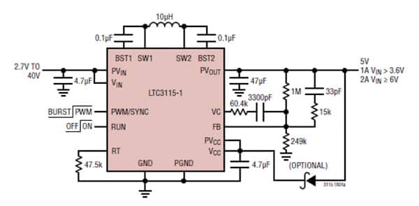 Image of A LTC3115-1-based 5 V output buck-boost converter