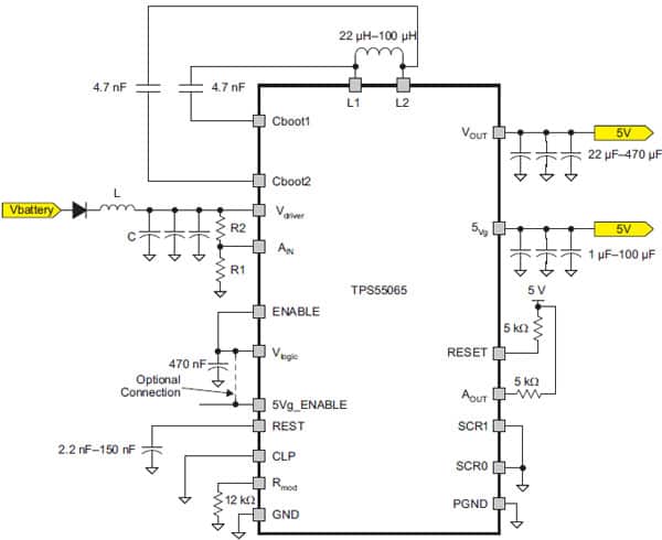Image of The TPS55065-based buck-boost circuit