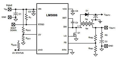 Diagram of Linear Technology LM5006 dual-output synchronous buck converter