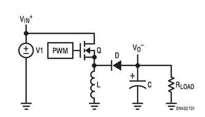 Schematic of Linear Technology switching inverting voltage regulator
