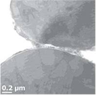 Image of a TEM image of Taiyo Yuden's new material