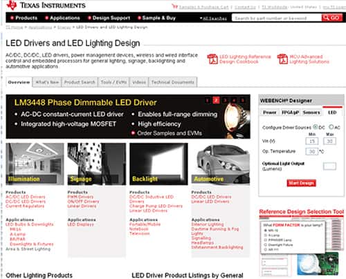 Image of LED lighting on ti.com