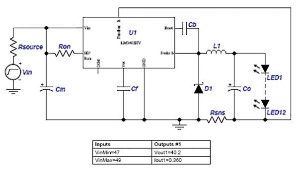 Image of demonstration circuit for the Texas Instruments LM3402