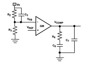 Diagram of Type II compensation network for an Intersil buck converter