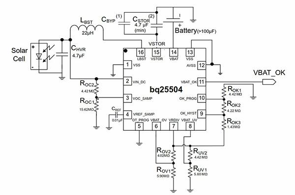 Texas Instruments bq25504 电源管理芯片示意图