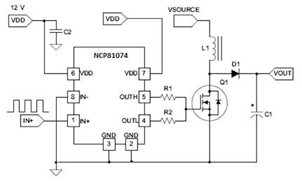 Diagram of ON Semiconductor NCP81074A/B low-side MOSFET
