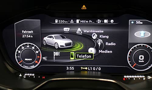 Image of customizable instrument clusters that use 2D and 3D graphics
