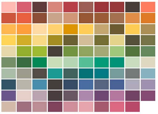 Image of 99 color evaluation samples chosen for TM-30