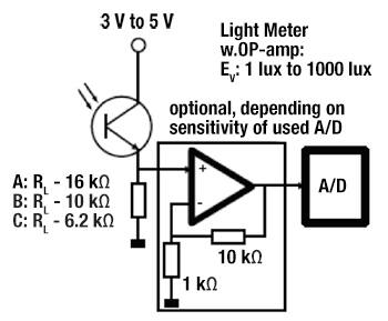 Diagram of phototransistor ALS output for conversion