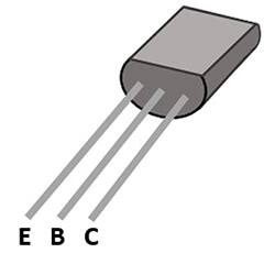 Image of pin out of a standard TO-92 package ON Semiconductor 2N3904