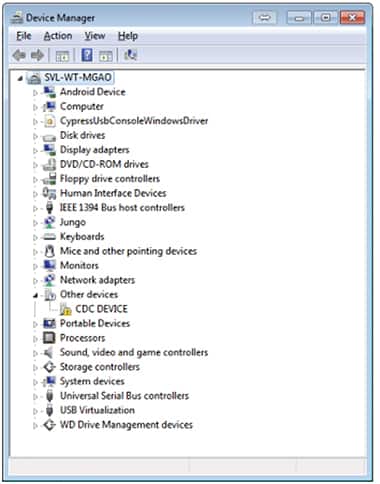 Image of initial device manager window