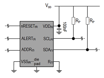 Sensirion SHT35 与主微控制器通信示意图