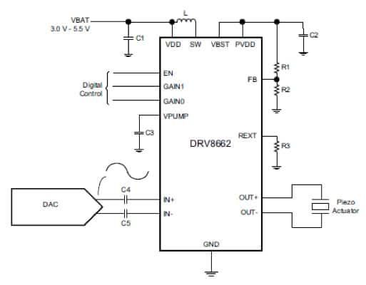 Texas Instruments DRV8662 基本模拟高压驱动器的示意图