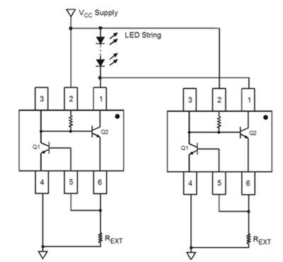 Diagram of Diodes AL5802 can be used in parallel to increase drive current