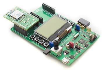 Image of Microchip SecureIoT1702 demo board and ATWINC1500 Wi-Fi expansion