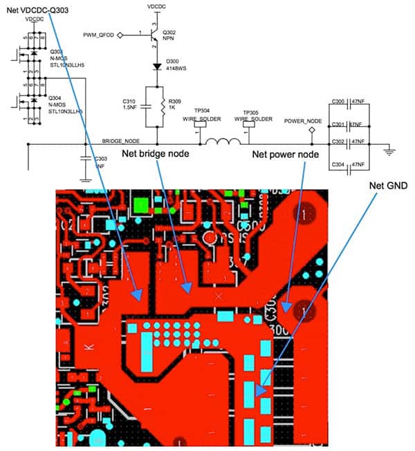 用于识别关键问题的 STMicroelectronics pc 板物理布局的图片