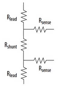 双端子分流电阻器开尔文连接示意图