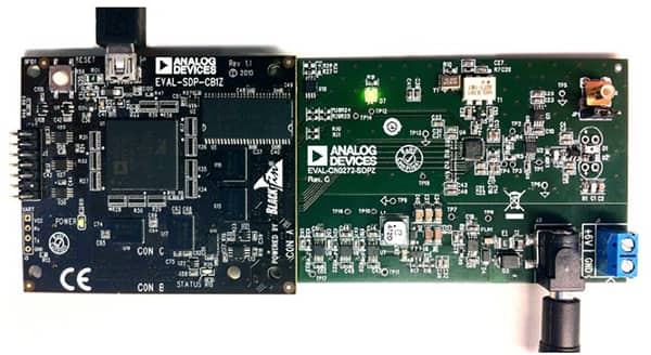 与 EVAL-SDP-CB1Z SDP-B 板连接的 Analog Devices EVAL-CN0272-SDPZ 评估板图片