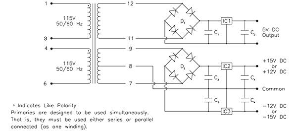Signal Transformer 14A-30-512 采用 115/230 伏输入电压示意图