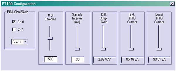 Texas Instruments 的 TMPSNS-RTD1 Pt100 RTD 评估板基于 PC 的 GUI 图片