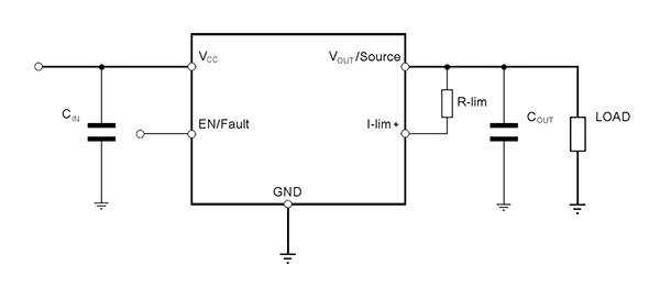 限流电阻器的负极侧与电压输出连接的图
