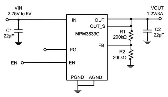 单片电源系统 MPM3833C DC/DC 模块图