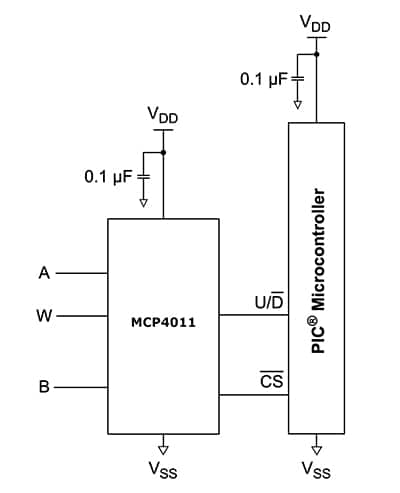 Microchip Technology 的 MCP4011 数字电位器图