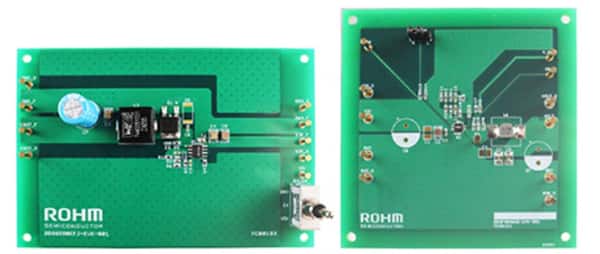 ROHM Semiconductor 的 BD9G500EFJ-EVK-001（左）和 BD9F500QUZ-EVK-001（右）评估板图片