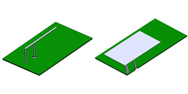 Image of Figure 1: Typical Inverted-F Antenna and Figure 2: Typical PIFA Antenna