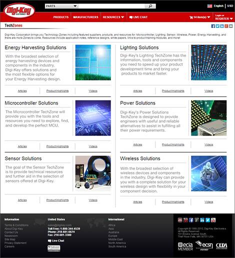 Image of Digi-Key's TechZone Homepage