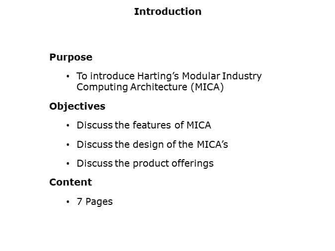 Modular Industry Computing Architecture MICA Slide 1