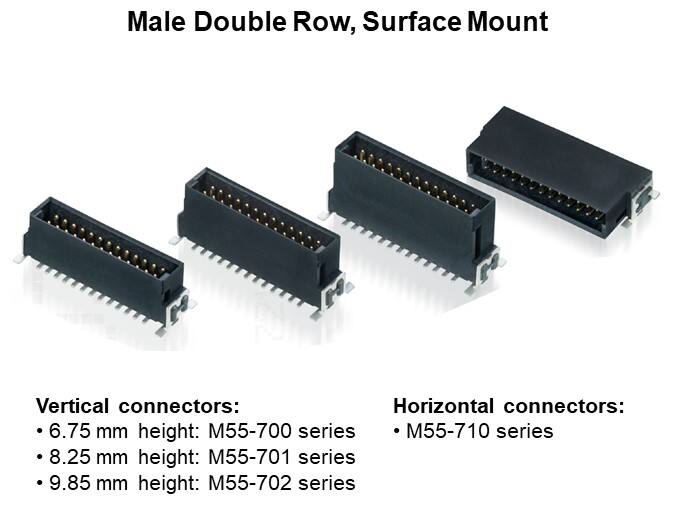 Male Double Row, Surface Mount