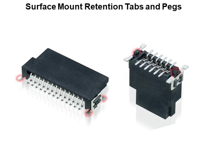 Surface Mount Retention Tabs and Pegs
