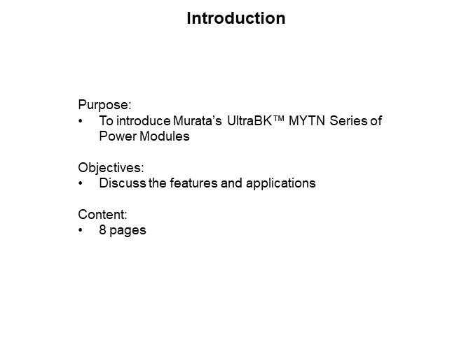 Image of Murata UltraBK™ MYTN Series of Power Modules - Introduction