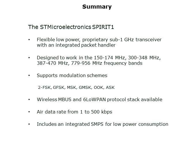SPIRIT1 RF Transceiver Overview Slide 27