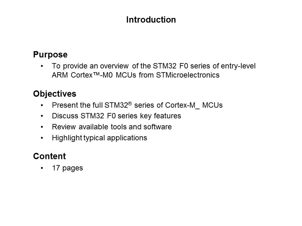 STM32 F0 Series Entry-Level Cortex-M0 32-bit MCUs Slide 1