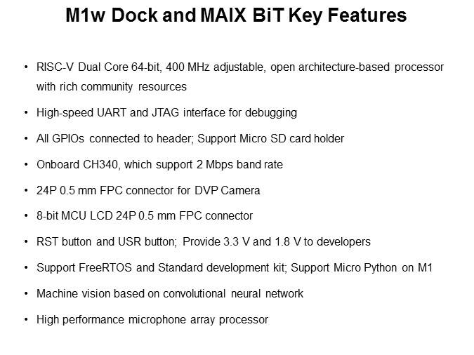 M1w Dock and MAIX BiT Key Features