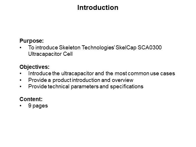 Skeleton Technologies SkelCap SCA0300 Ultracapacitor Cell - Introduction