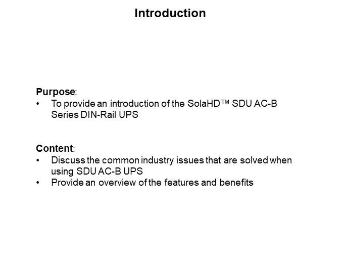 SolaHD SDU AC-B Series DIN-Rail UPS - Intro