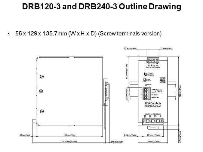DRB120-3 and DRB240-3 Outline Drawing