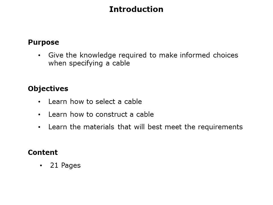 Cable Specification Overview Slide 1