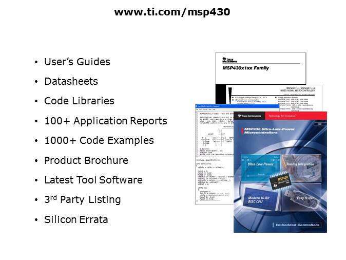 MSP430x2xx/4xx and Wireless Overview Slide 15
