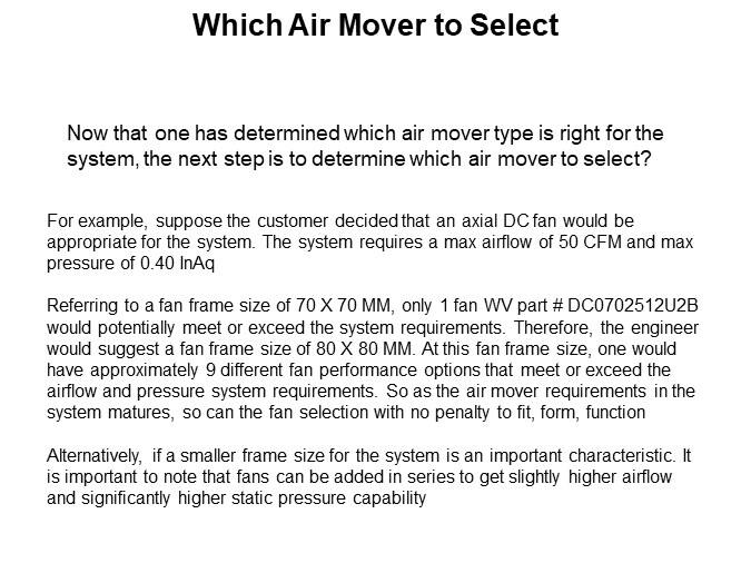 Which Air Mover to Select