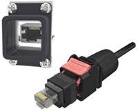 Amphenol Commercial 的 ix Industrial™ RJ45 IP6X 矩形推拉电缆和连接器图片