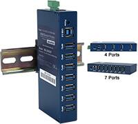 B+B SmartWorx 的 USH20x 工业 USB 3.0 集线器的图片