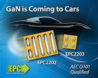 EPC EPC2202/EPC2203 GaN 芯片级 AEC-Q101 认证型 FET 的图片